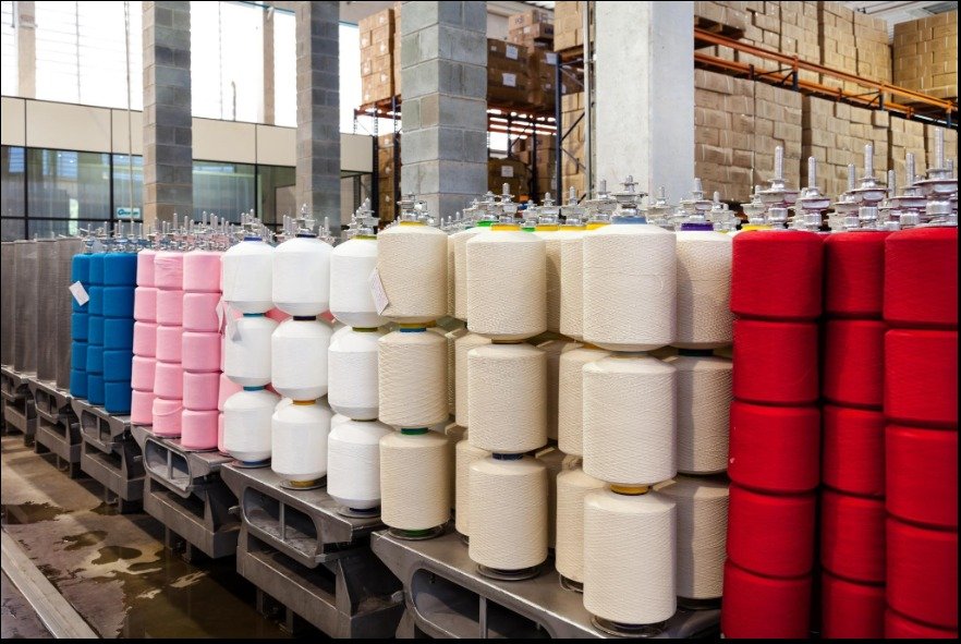 Colourful yarn spools